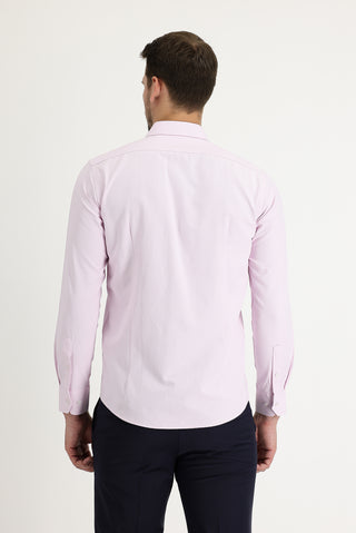  Toz Pembe Uzun Kol Slim Fit Dar Kesim Klasik Desenli Pamuklu Kolay Ütülenebilir Gömlek