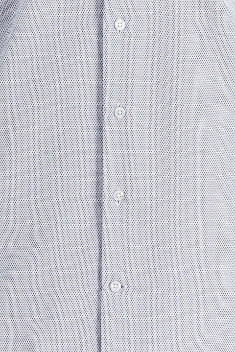 Light Navy Blue Long Sleeve Slim Fit Narrow Cut Classic Patterned Cotton Easy-Iron Shirt