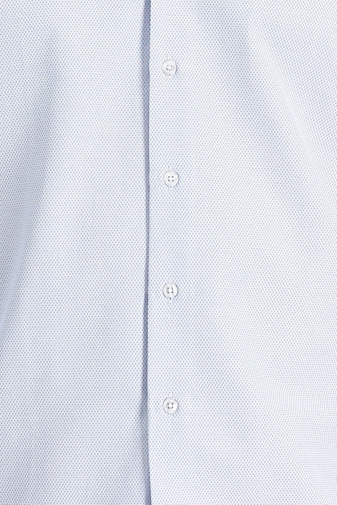 Light Blue Long Sleeve Slim Fit Narrow Cut Classic Patterned Cotton Easy-Iron Shirt