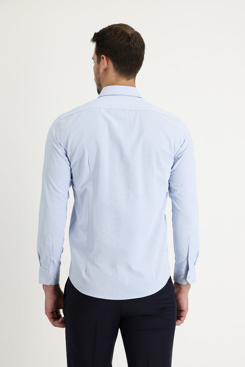Light Blue Long Sleeve Slim Fit Classic Cotton Easy-Iron Shirt