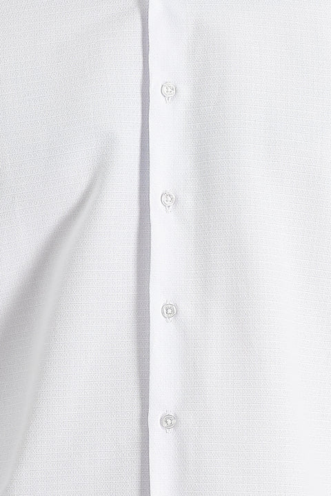 White Long Sleeve Slim Fit Narrow Cut Classic Patterned Cotton Easy Iron Shirt