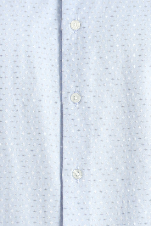 Light Blue Long Sleeve Slim Fit Narrow Cut Classic Patterned Cotton Shirt