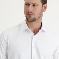 White Long Sleeve Slim Fit Narrow Cut Classic Patterned Cotton Easy Iron Shirt