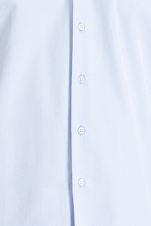 Light Blue Long Sleeve Slim Fit Narrow Cut Classic Patterned Cotton Easy-Iron Shirt