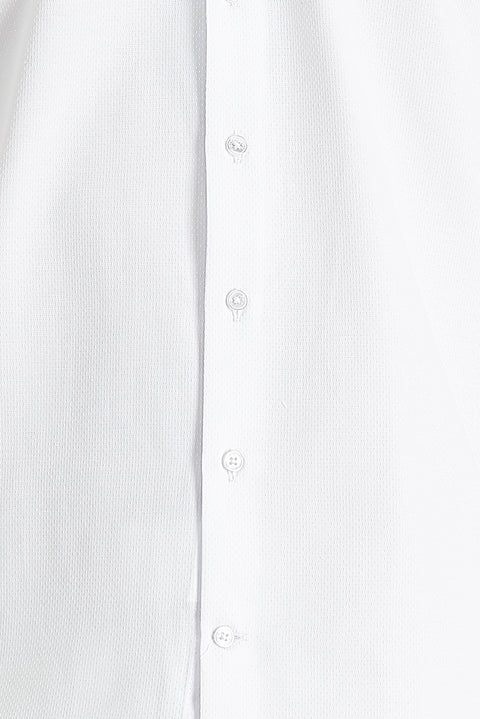 White Long Sleeve Slim Fit Narrow Cut Classic Patterned Cotton Easy Iron Shirt