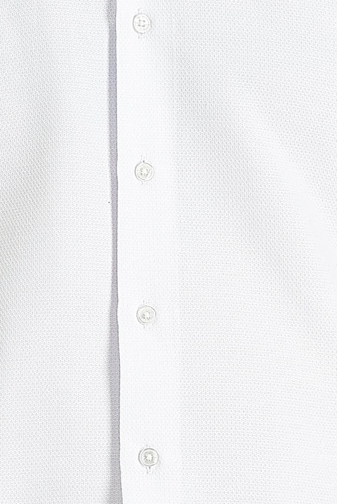 White Long Sleeve Slim Fit Narrow Cut Classic Patterned Cotton Easy Iron Shirt