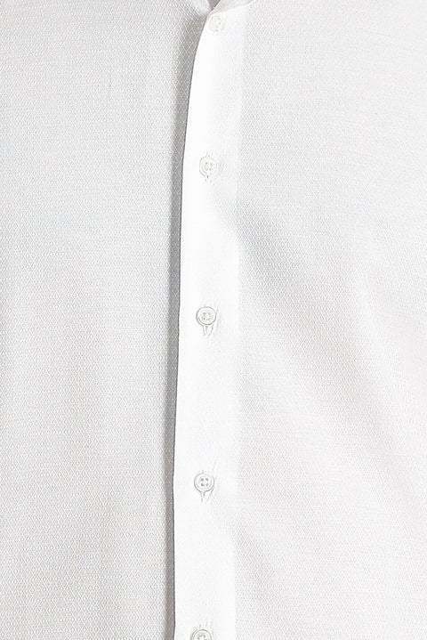 White Long Sleeve Slim Fit Narrow Cut Classic Patterned Cotton Easy Iron Shirt