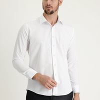 White Long Sleeve Slim Fit Narrow Cut Classic Patterned Cotton Easy Iron Shirt