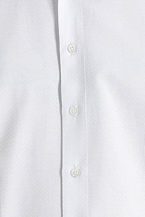 White Long Sleeve Slim Fit Narrow Cut Classic Patterned Cotton Easy Iron Shirt