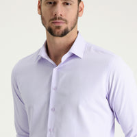 Lilac Long Sleeve Slim Fit Narrow Cut Classic Patterned Cotton Easy Iron Shirt