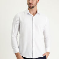 White Long Sleeve Slim Fit Narrow Cut Cotton Easy Iron Shirt
