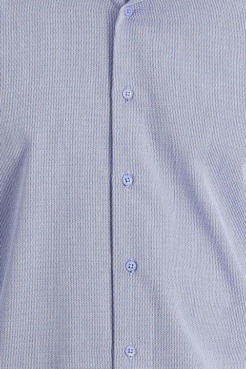 Dark Blue Long Sleeve Slim Fit Narrow Cut Classic Patterned Cotton Easy Iron Shirt