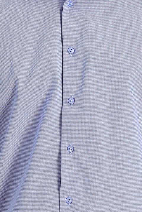 Dark Blue Long Sleeve Slim Fit Narrow Cut Classic Patterned Cotton Easy Iron Shirt