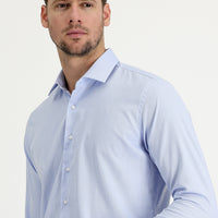 Light Blue Long Sleeve Slim Fit Narrow Cut Classic Patterned Cotton Easy Iron Shirt