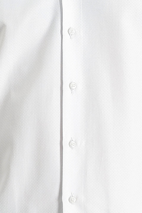 Beyaz Uzun Kol Slim Fit Dar Kesim Desenli Oxford Pamuklu Kolay Ütülenebilir Gömlek