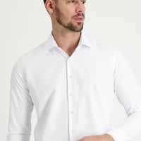 White Long Sleeve Slim Fit Narrow Cut Classic Patterned Cotton Easy Iron Shirt