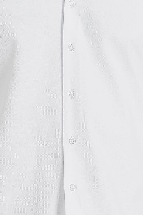 White Long Sleeve Slim Fit Narrow Cut Classic Patterned Cotton Easy Iron Shirt