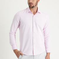 Pink Long Sleeve Slim Fit Narrow Cut Classic Patterned Cotton Easy Iron Shirt