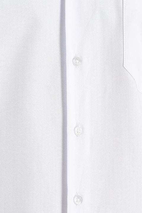 White Long-Sleeve Classic Patterned Cotton Easy-Iron Shirt
