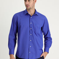 Navy Blue Long Sleeve Classic Patterned Cotton Easy-Iron Shirt