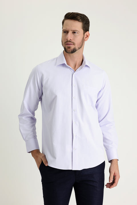 Lilac Long Sleeve Classic Patterned Cotton Easy-Iron Shirt