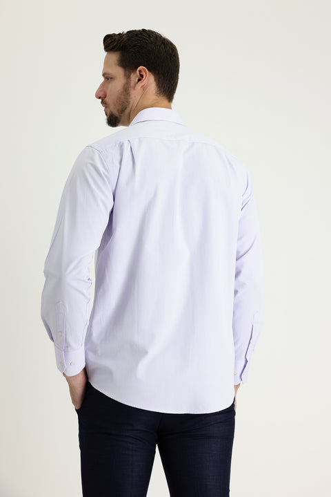 Lilac Long Sleeve Classic Patterned Cotton Easy-Iron Shirt