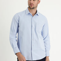 Light Blue Long Sleeve Classic Patterned Cotton Easy-Iron Shirt