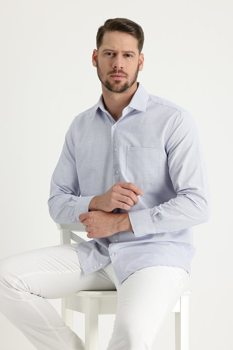 Medium Grey Long Sleeve Classic Patterned Cotton Easy-Iron Shirt