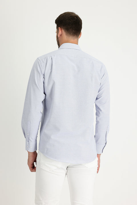 Medium Grey Long Sleeve Classic Patterned Cotton Easy-Iron Shirt