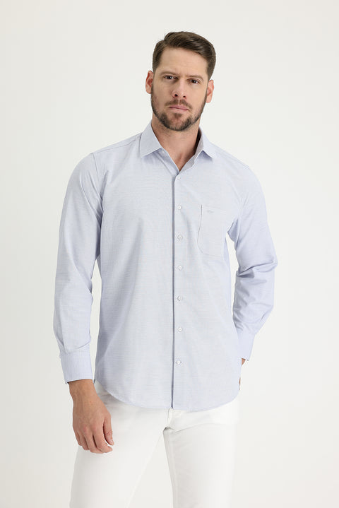 Medium Grey Long Sleeve Classic Patterned Cotton Easy-Iron Shirt