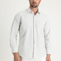 Light Beige Long Sleeve Classic Patterned Cotton Easy-Iron Shirt