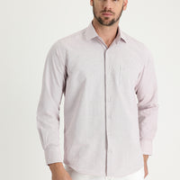 Light Red Long Sleeve Classic Patterned Cotton Easy-Iron Shirt