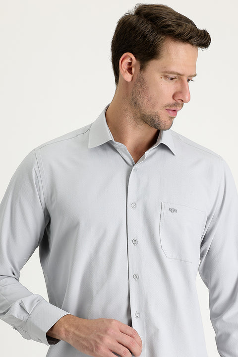 Medium Grey Long Sleeve Classic Patterned Cotton Easy-Iron Shirt