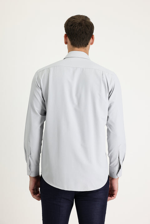 Medium Grey Long Sleeve Classic Patterned Cotton Easy-Iron Shirt