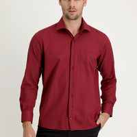 Light Burgundy Long Sleeve Classic Patterned Cotton Easy-Iron Shirt