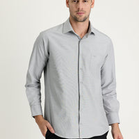 Medium Grey Long Sleeve Classic Patterned Cotton Easy-Iron Shirt