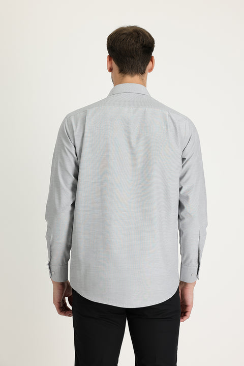 Medium Grey Long Sleeve Classic Patterned Cotton Easy-Iron Shirt
