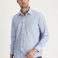 Light Blue Long Sleeve Classic Patterned Cotton Easy-Iron Shirt