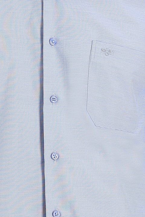 Light Blue Long Sleeve Classic Patterned Cotton Easy-Iron Shirt