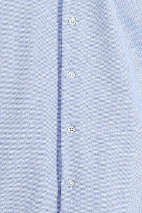 Blue Long-Sleeve Classic Patterned Cotton Easy-Iron Shirt