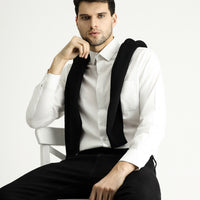White Long-Sleeve Classic Cotton Shirt