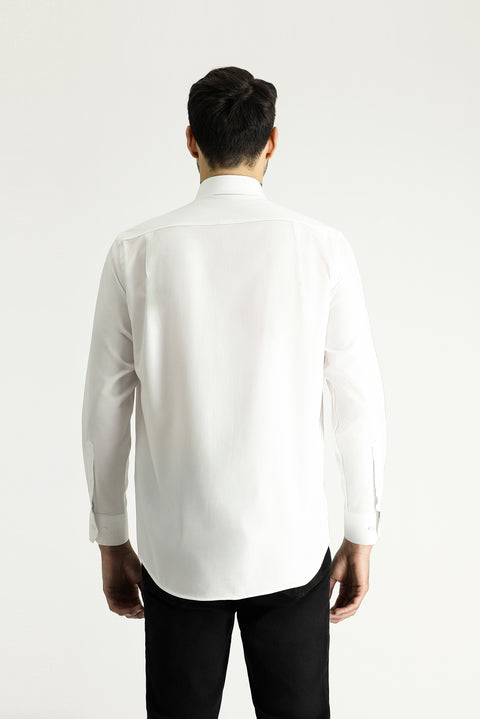 White Long-Sleeve Classic Cotton Shirt