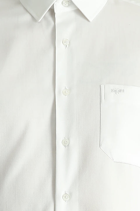 White Long-Sleeve Classic Cotton Shirt
