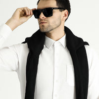 White Long-Sleeve Classic Cotton Shirt