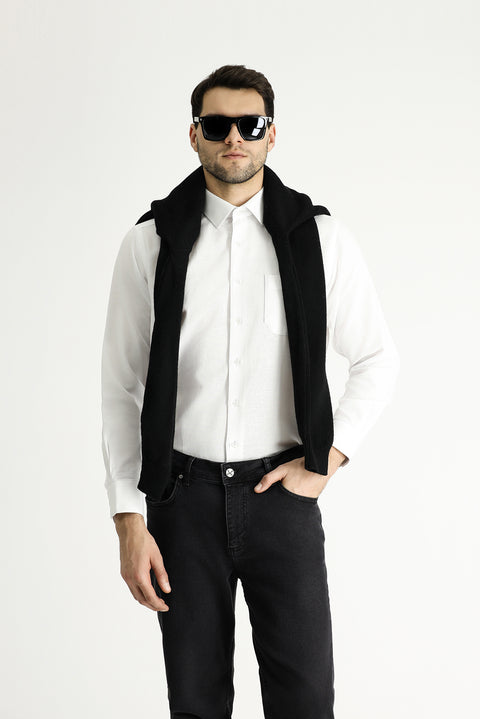 White Long-Sleeve Classic Cotton Shirt