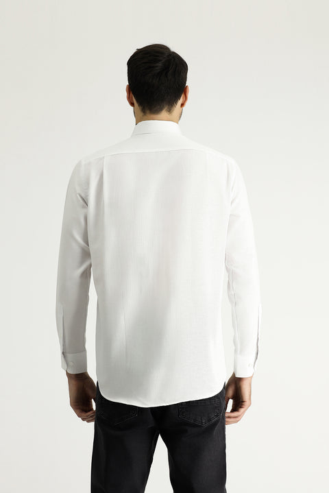 White Long-Sleeve Classic Cotton Shirt