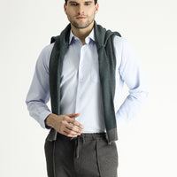 Light Blue Long Sleeve Classic Patterned Cotton Shirt