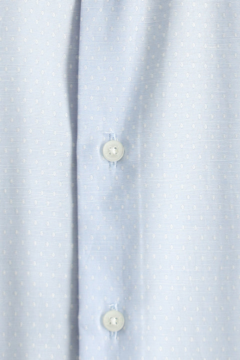 Light Blue Long Sleeve Classic Patterned Cotton Shirt