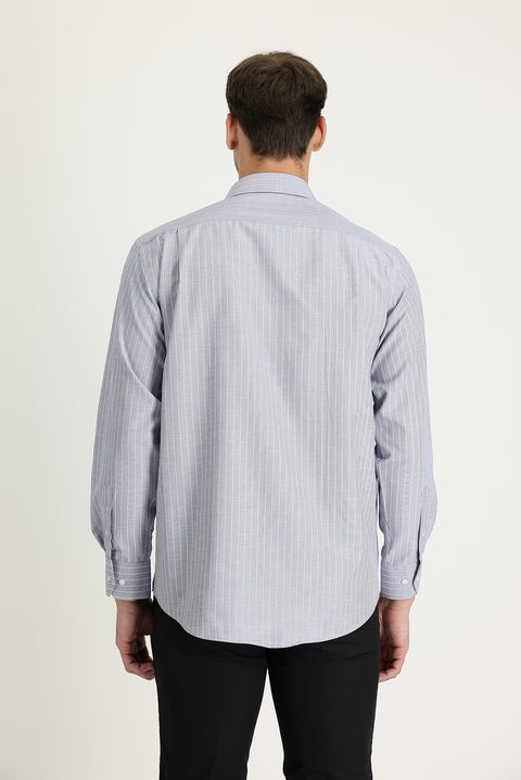 Medium Grey Long Sleeve Classic Patterned Cotton Easy-Iron Shirt