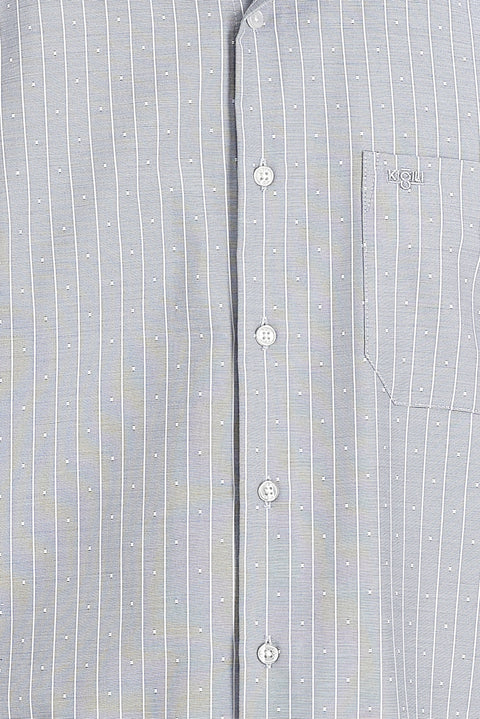 Medium Grey Long Sleeve Classic Patterned Cotton Easy-Iron Shirt